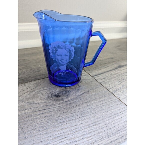 Vintage Shirley Temple 4.5” Tall Cobalt Blue Depression Glass Cream Pitcher 30s - Picture 2 of 9